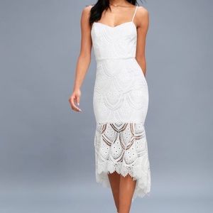 Lulus White Lace Bodycon Midi Dress